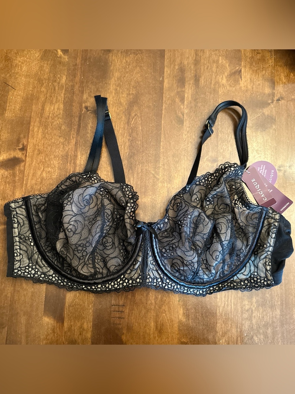 Cacique Bra 46C Seriously Sexy Full Coverage Lace Unlined Underwire Lingerie - Picture 1 of 7